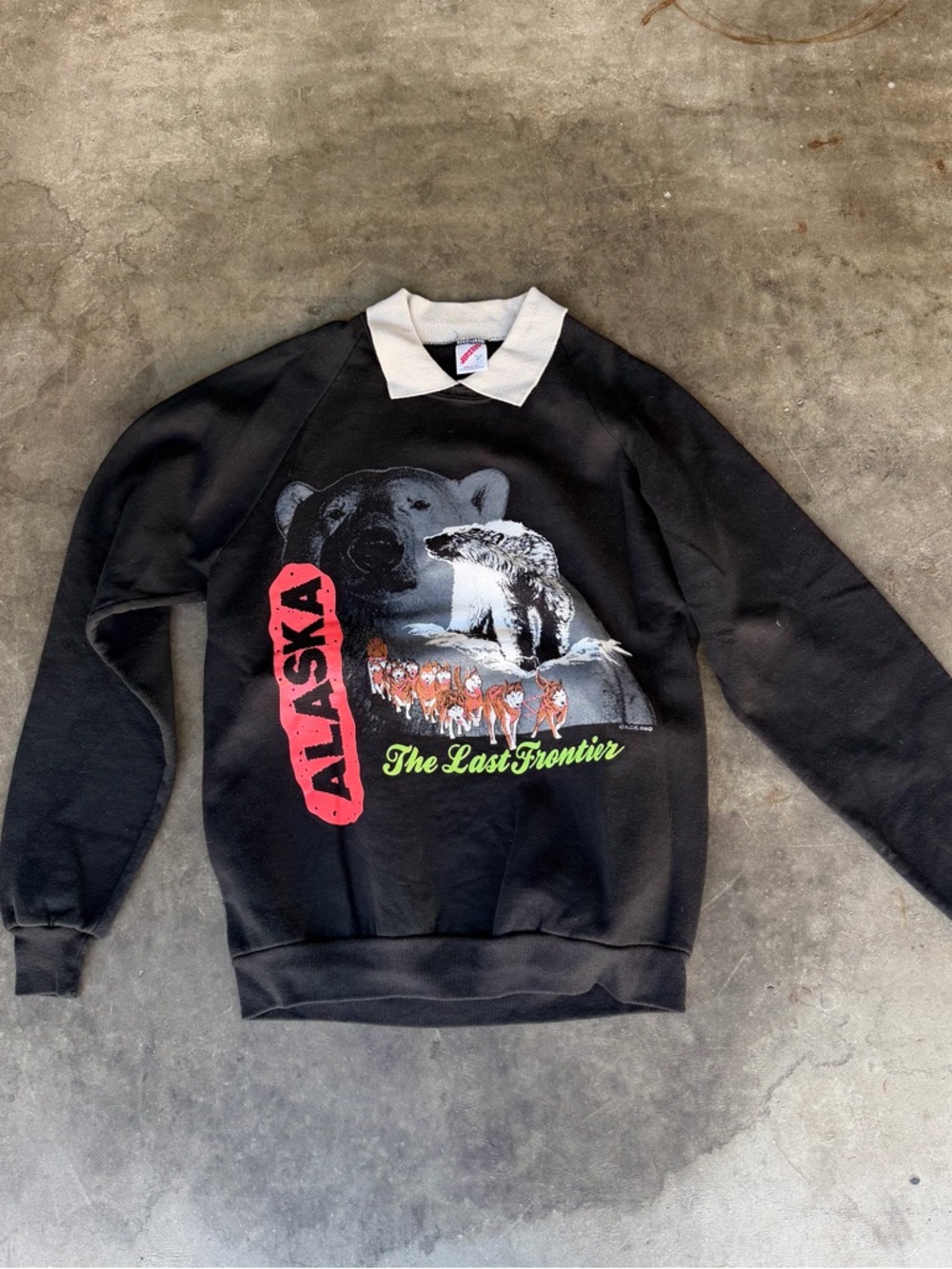 Vintage A.C.E. 1980 Alaska Last Frontier Sweatshirt Collared CrewNeck Men’s M